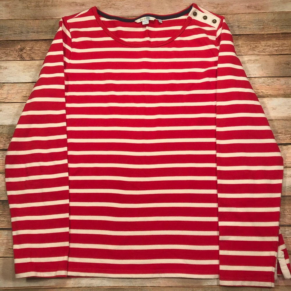 Boden long sleeve striped top - beaded shoulder